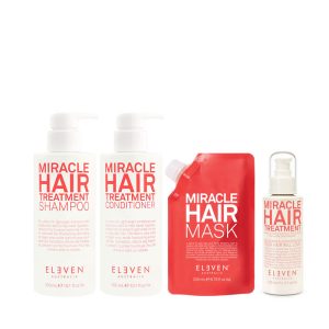 Pack reparación, hidratación, protección y detox cabello grueso MIRACLE de Eleven Australia